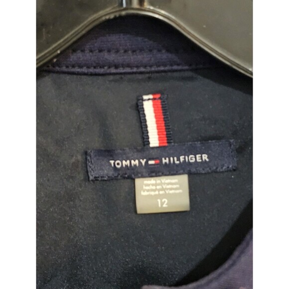 Tommy Hilfiger Jacket Full Zip 12 Red White Navy Blue Plaid Collarless Blazer - Picture 3 of 16